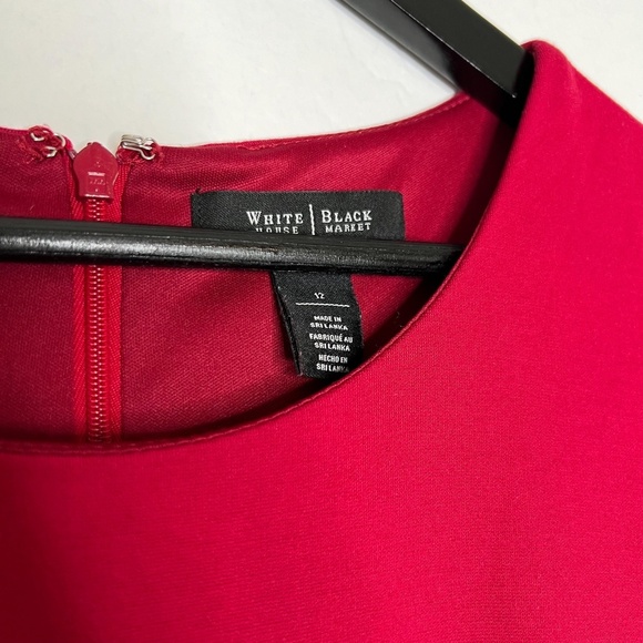 WHBM Dress Fit & Flare Red Dress Short Sleeve Scoop Neck - Picture 2 of 5
